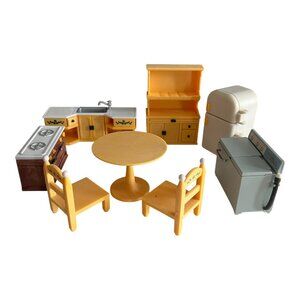 Epoch Dollhouse Kitchen Furniture Lot Calico Critters Sink Fridge Table Chairs M